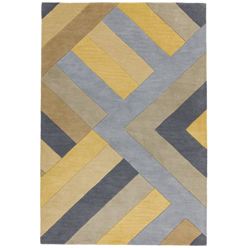 Hykkon Simeon Hand Tufted Wool Grey/Ochre Rug & Reviews Wayfair.co.uk